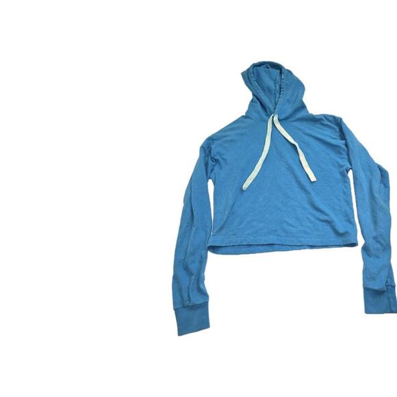 Jungmaven Womens Cropped XS Hemp Organic Cotton Maui Pullover Hoodie Blue - Picture 2 of 13